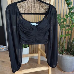 Petal & Pup Elegant Black Sheer Top